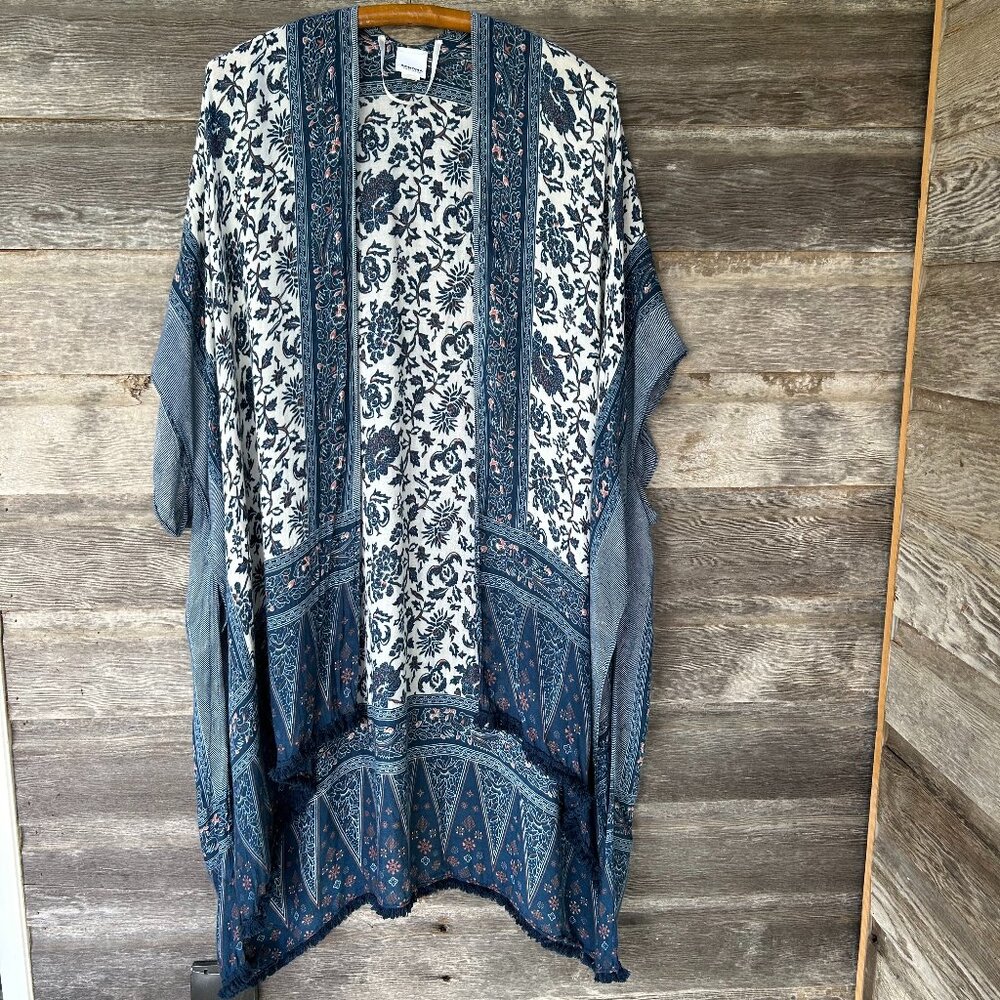 Woman's Sonoma Blue Floral Beach Cover-Up Boho Style One Size